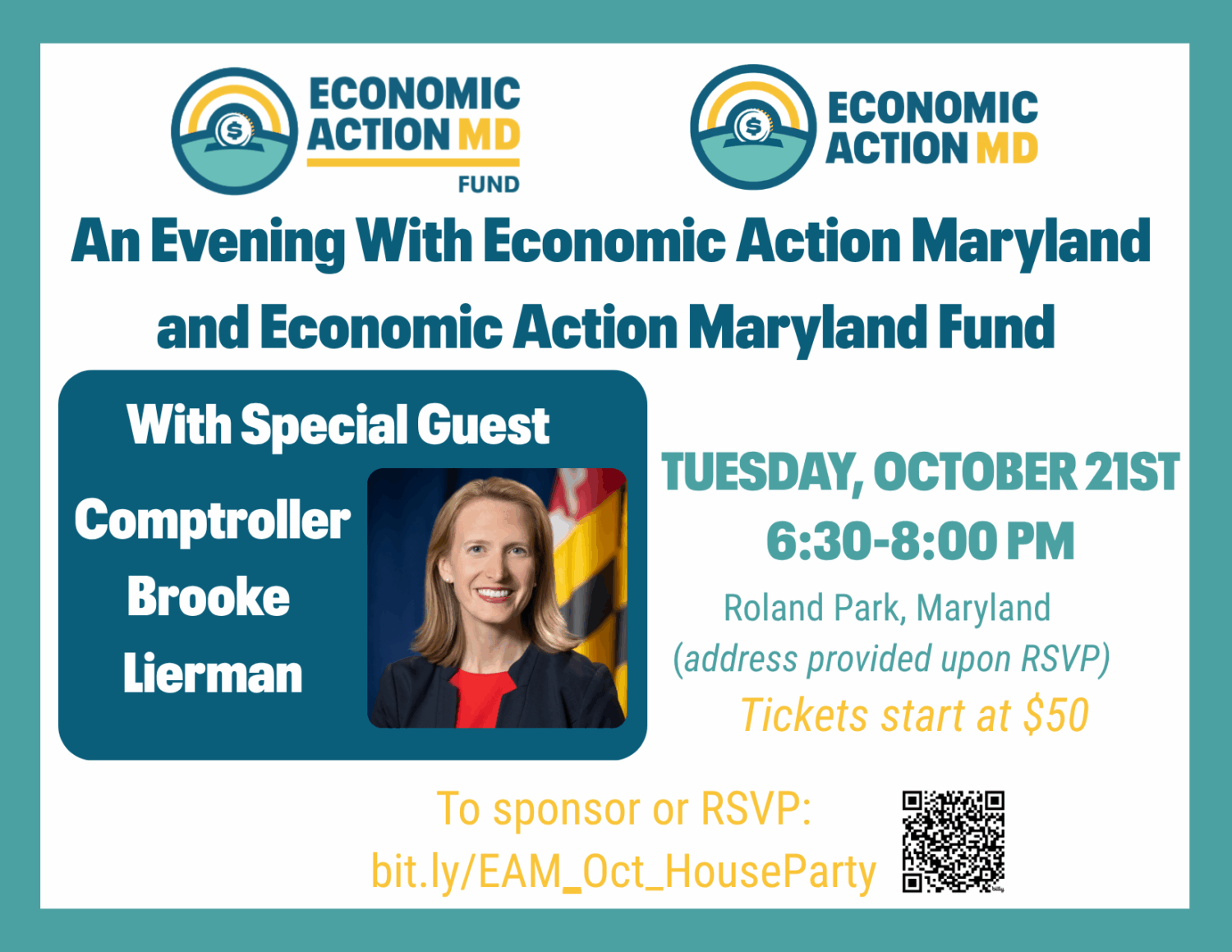 October house party with Brooke Lierman flyer